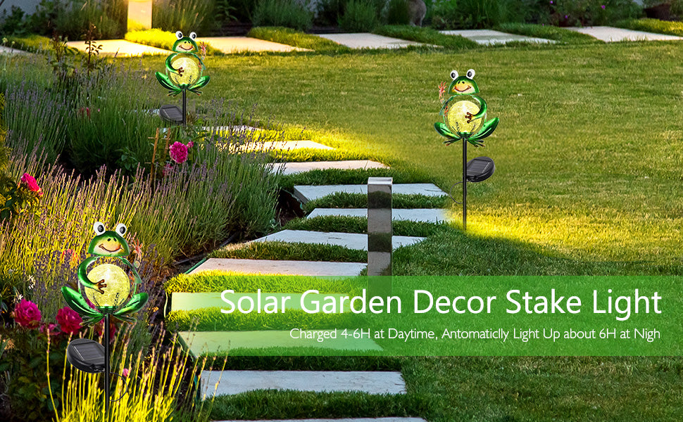Litake Metal Frog Garden Decor Solar Lights Outdoor Lights