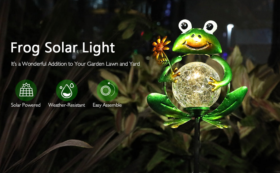 Litake Metal Frog Garden Decor Solar Lights Outdoor Lights