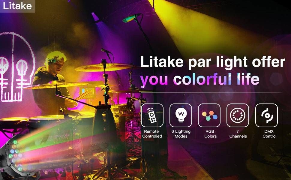 LITAKE Party Lights 36 LED RGB Stage Lights 4 Packs