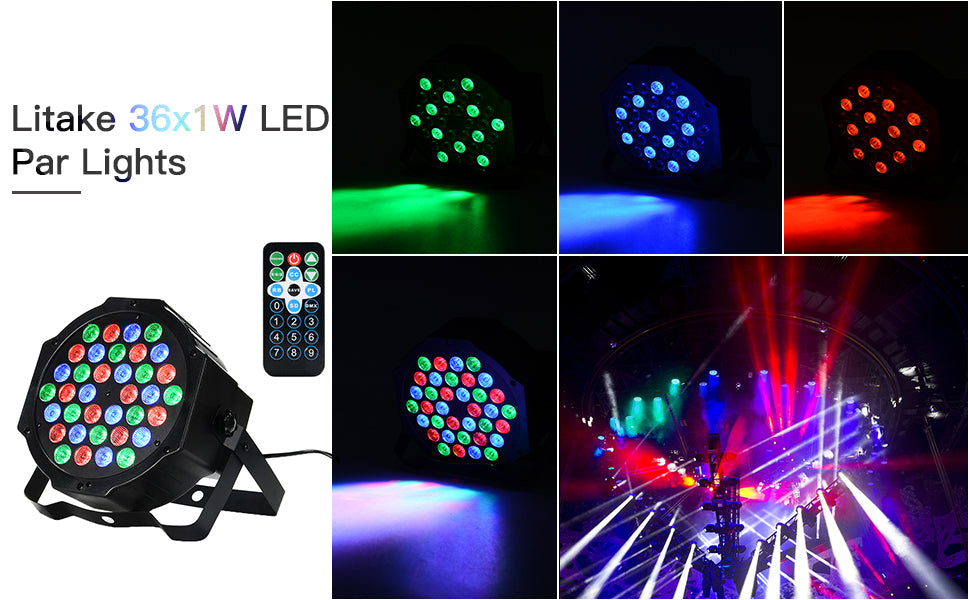 LITAKE Party Lights 36 LED RGB Stage Lights 4 Packs