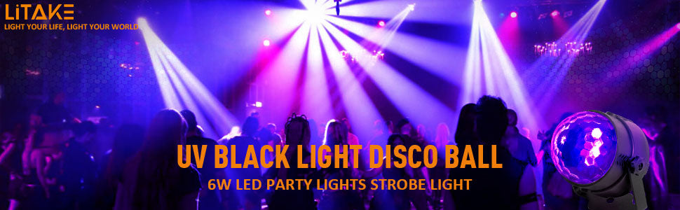 Litake UV Black Light 6W LED Disco Ball Party Lights