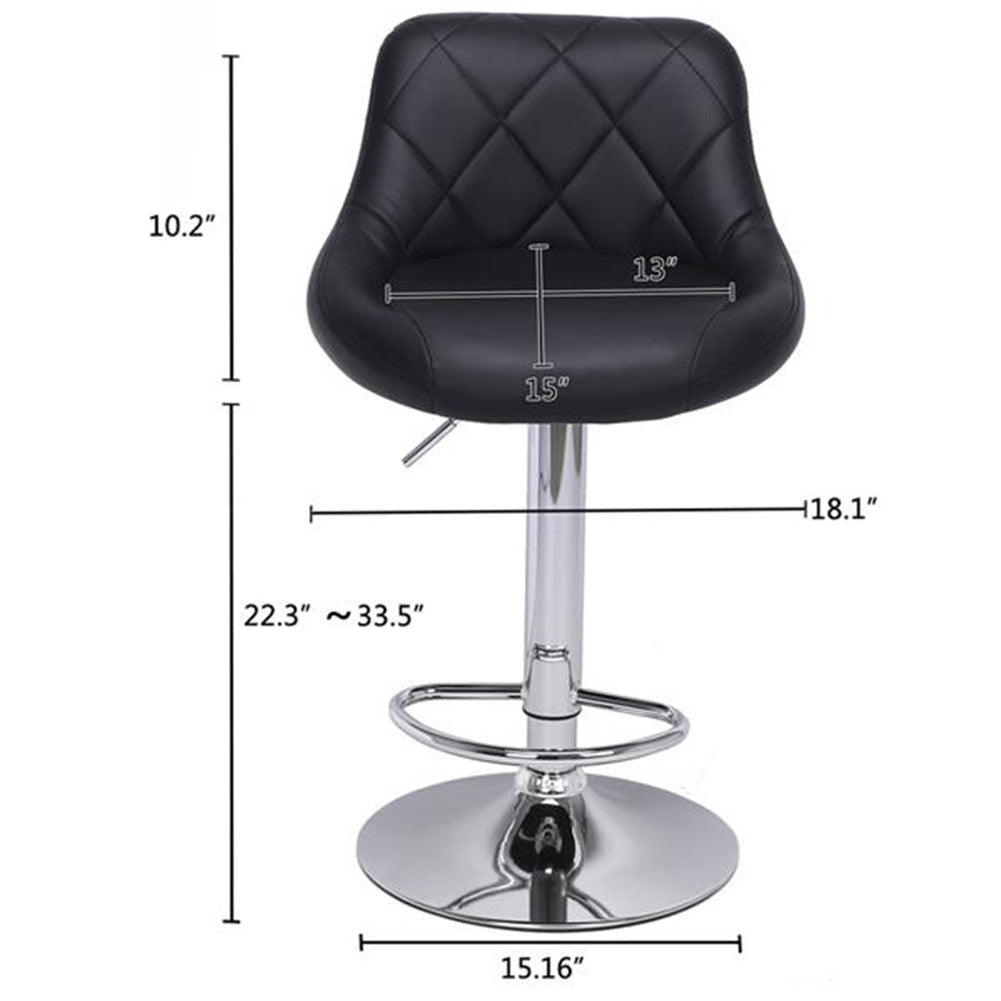 ALICIAN 2pcs Shell Back Adjustable Swivel Bar Stools PU Leather Black