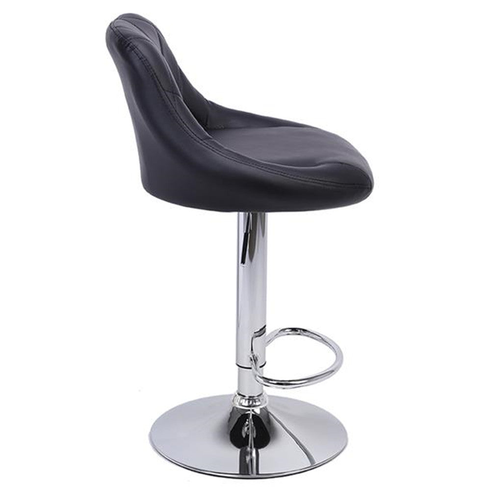 ALICIAN 2pcs Shell Back Adjustable Swivel Bar Stools PU Leather Black