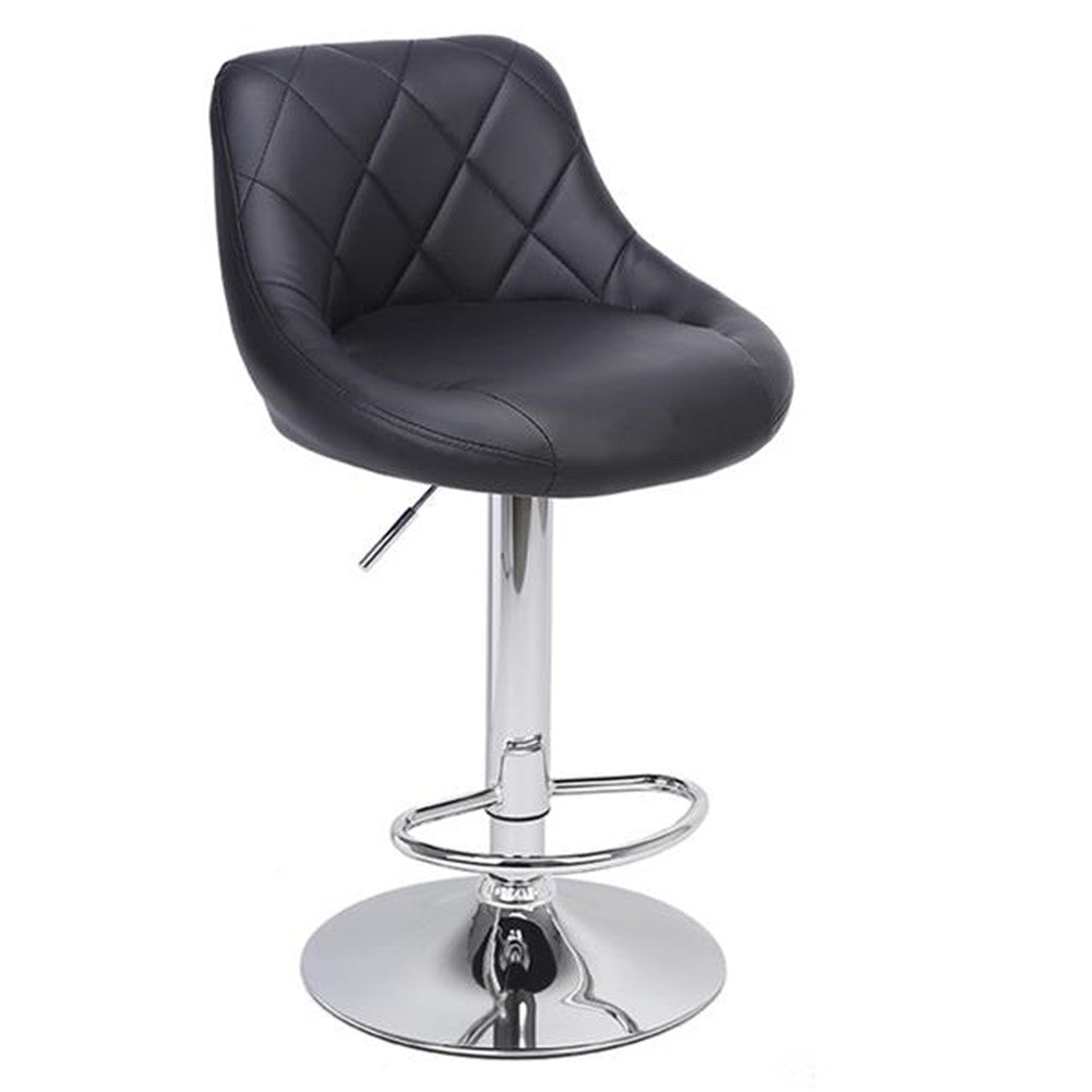 ALICIAN 2pcs Shell Back Adjustable Swivel Bar Stools PU Leather Black