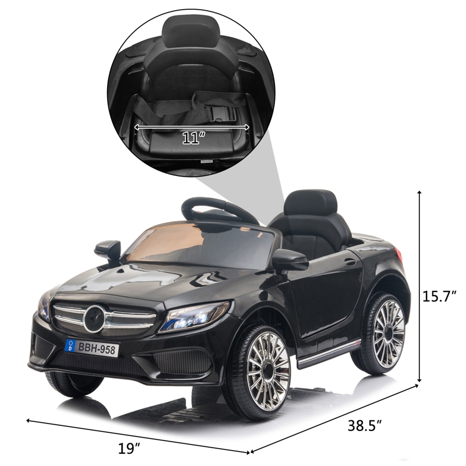 YIWA Kids 12V Ride on Car Dual Drive 3 Gears 2.4ghz RC Electric Car with LED Headlights