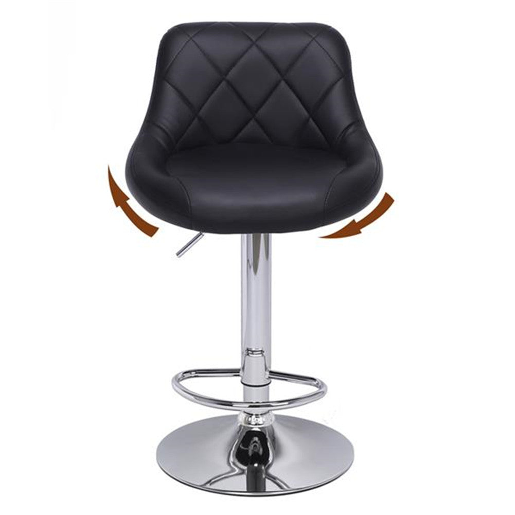 ALICIAN 2pcs Shell Back Adjustable Swivel Bar Stools PU Leather Black