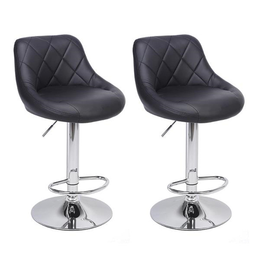 ALICIAN 2pcs Shell Back Adjustable Swivel Bar Stools PU Leather Black