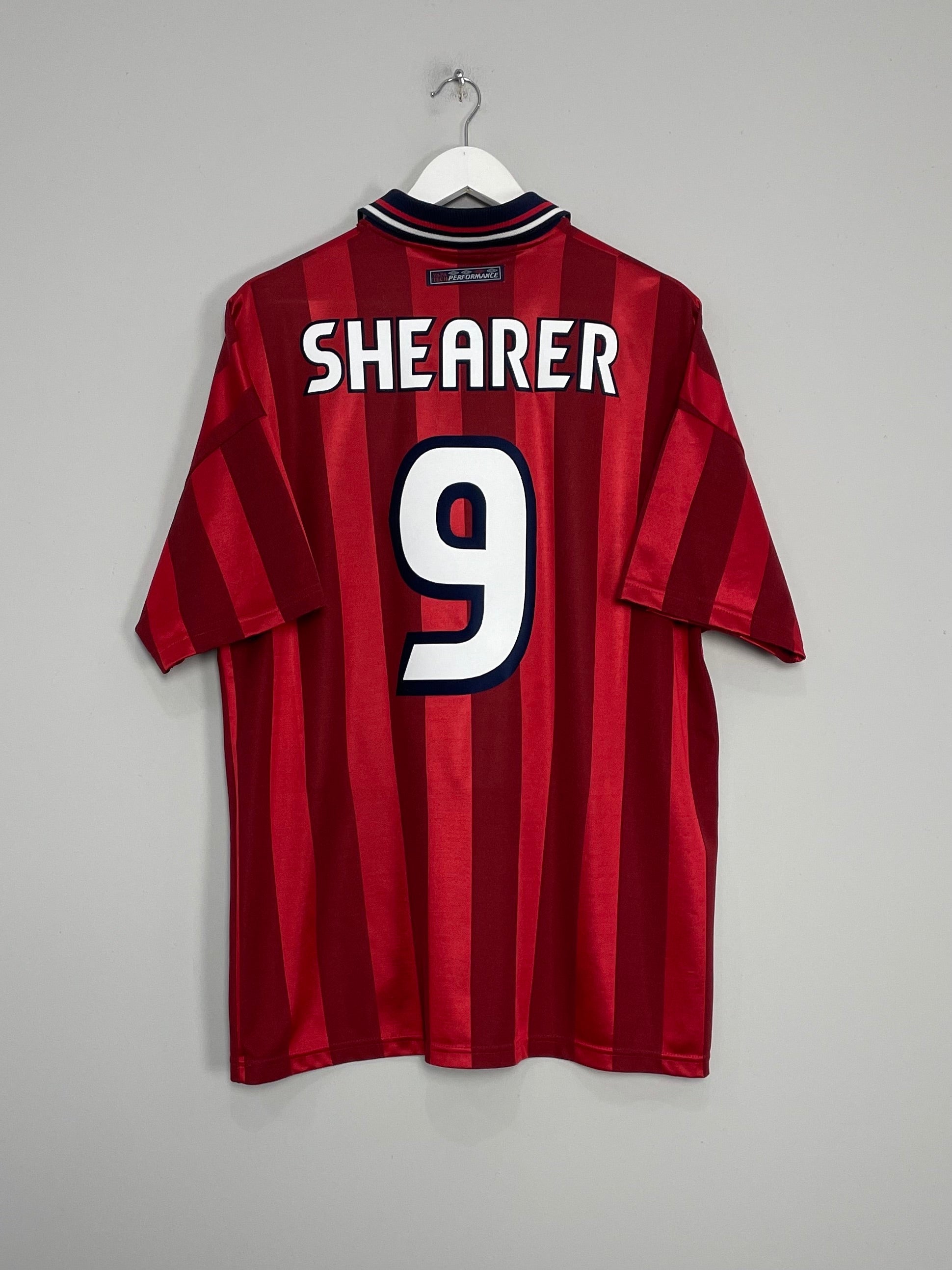 1997/99 ENGLAND SHEARER #9 AWAY SHIRT (XL) UMBRO