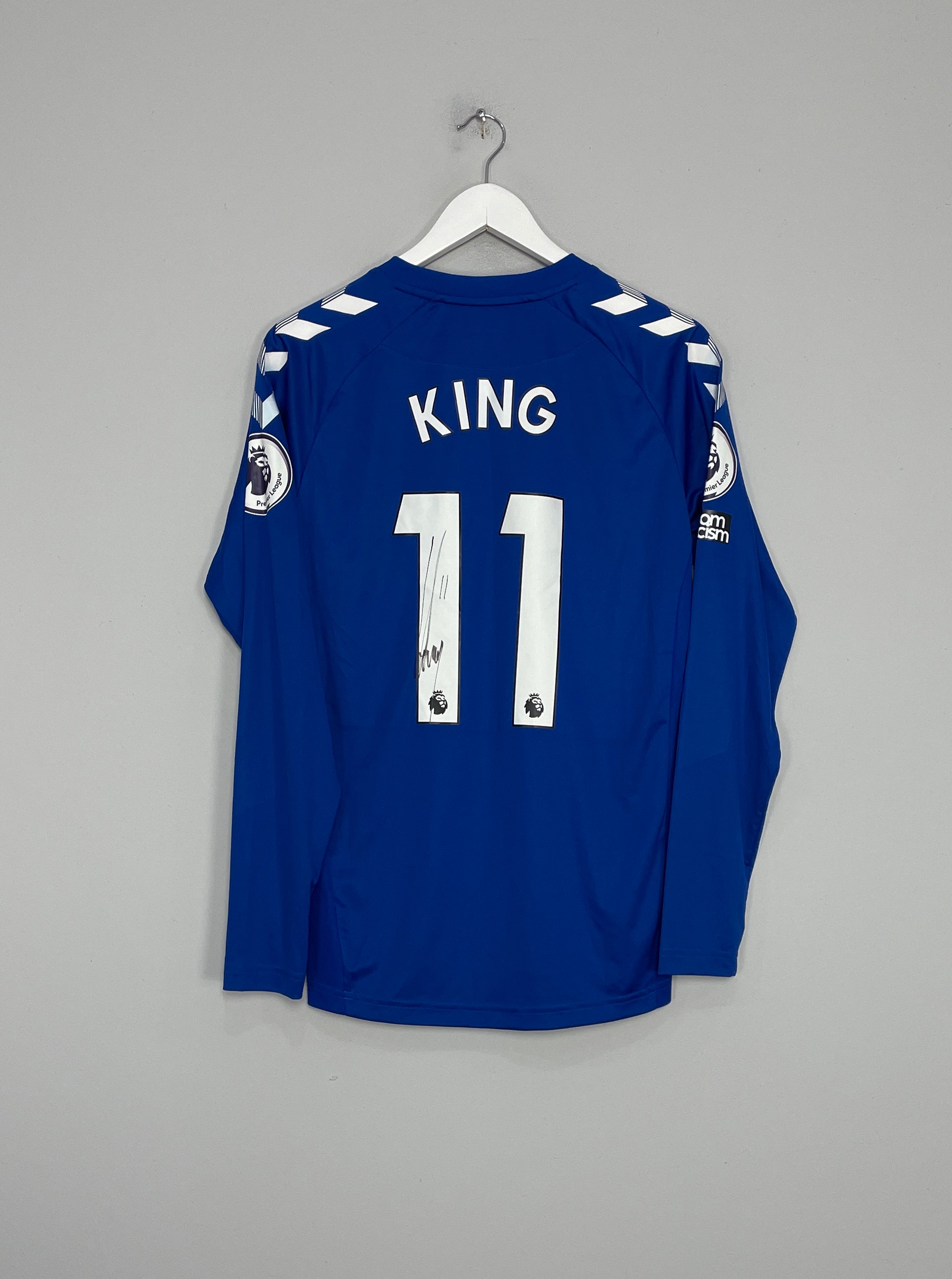 2020/21 EVERTON KING #11 *MATCH ISSUE + SIGNED* L/S HOME SHIRT (M) HUMMEL