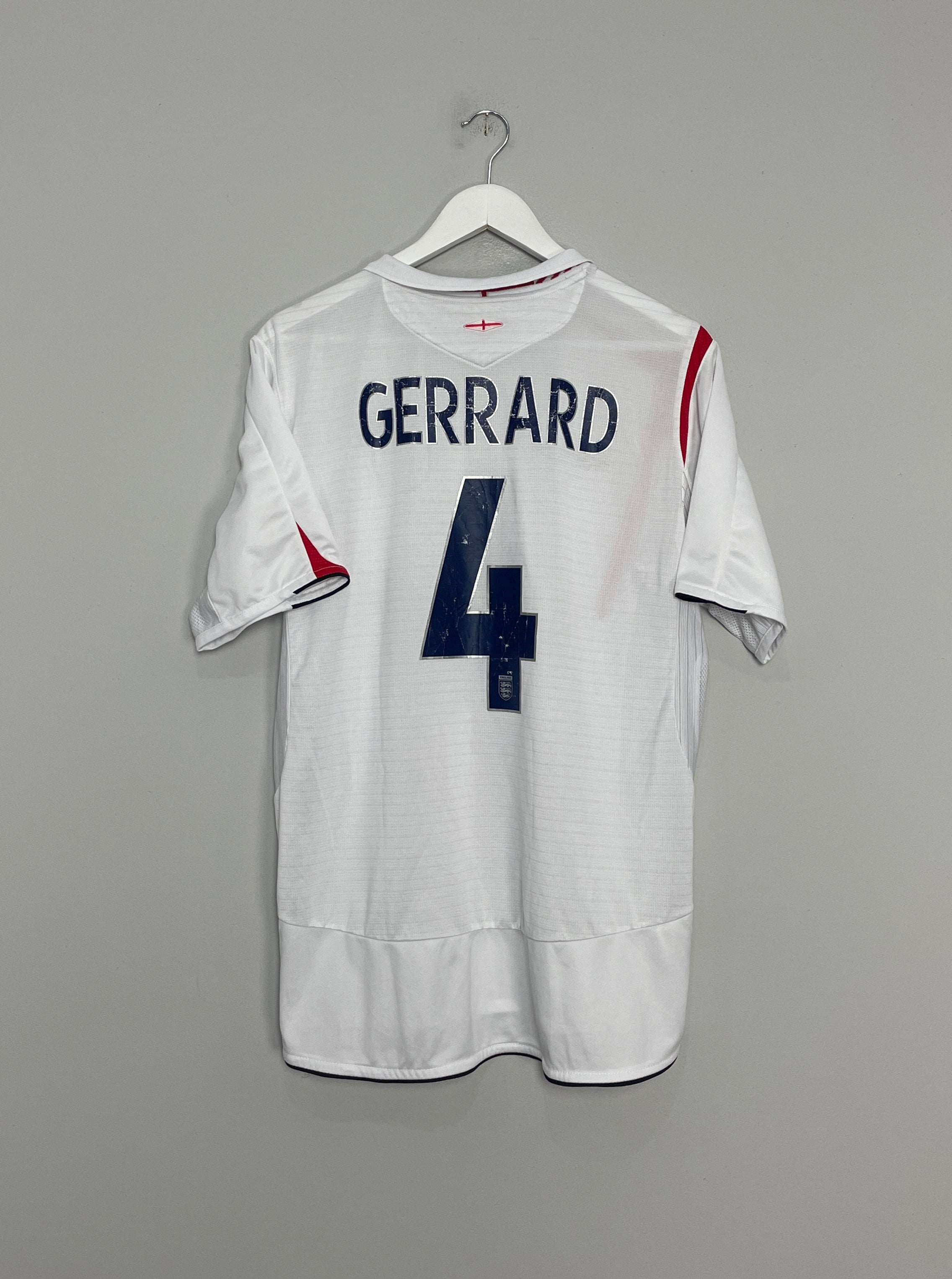 2005/07 ENGLAND GERRARD #4 HOME SHIRT (L) UMBRO