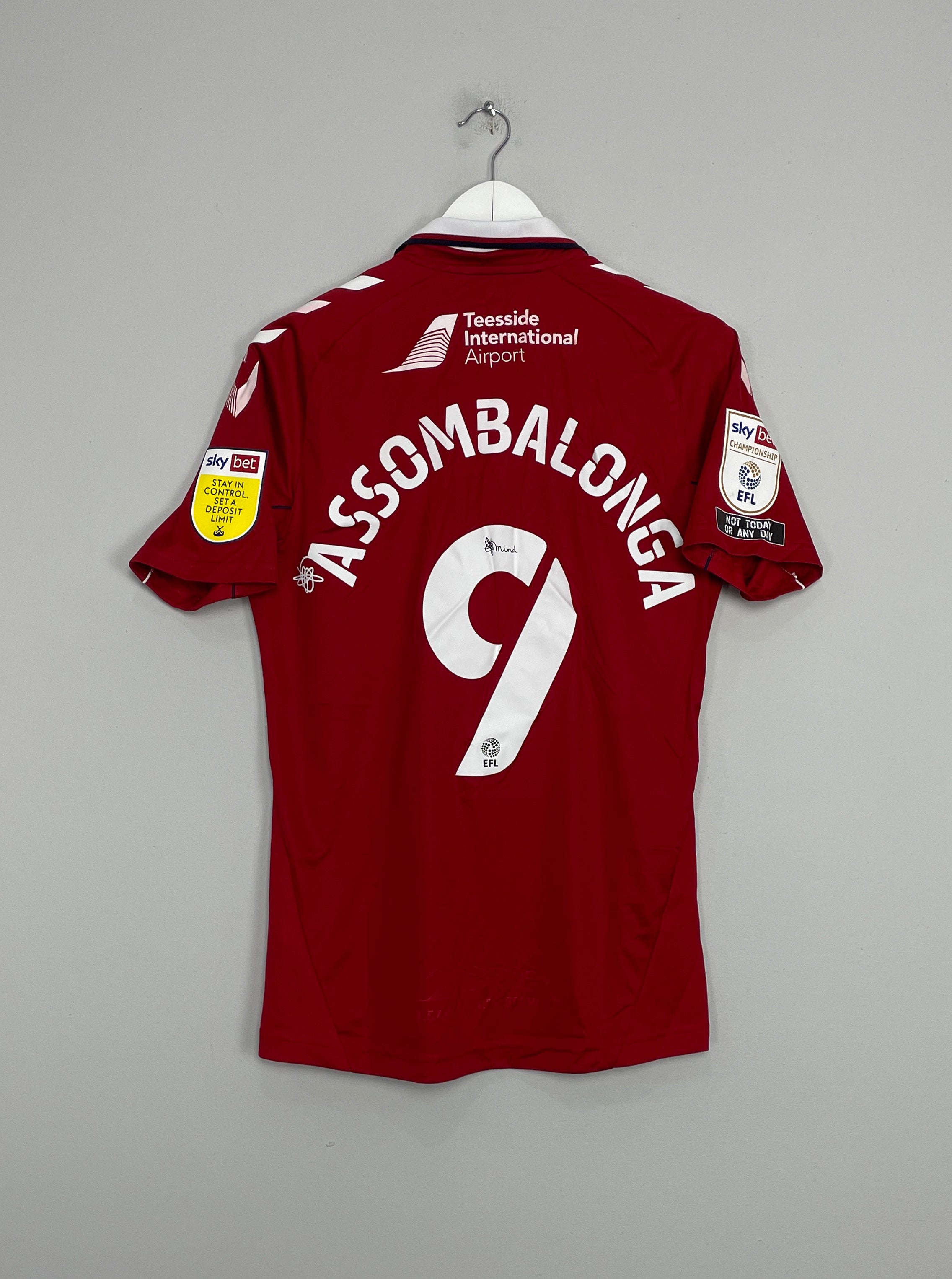 2020/21 MIDDLESBROUGH ASSOMBALONGA #9 *MATCH ISSUE* HOME SHIRT (M) HUMMEL