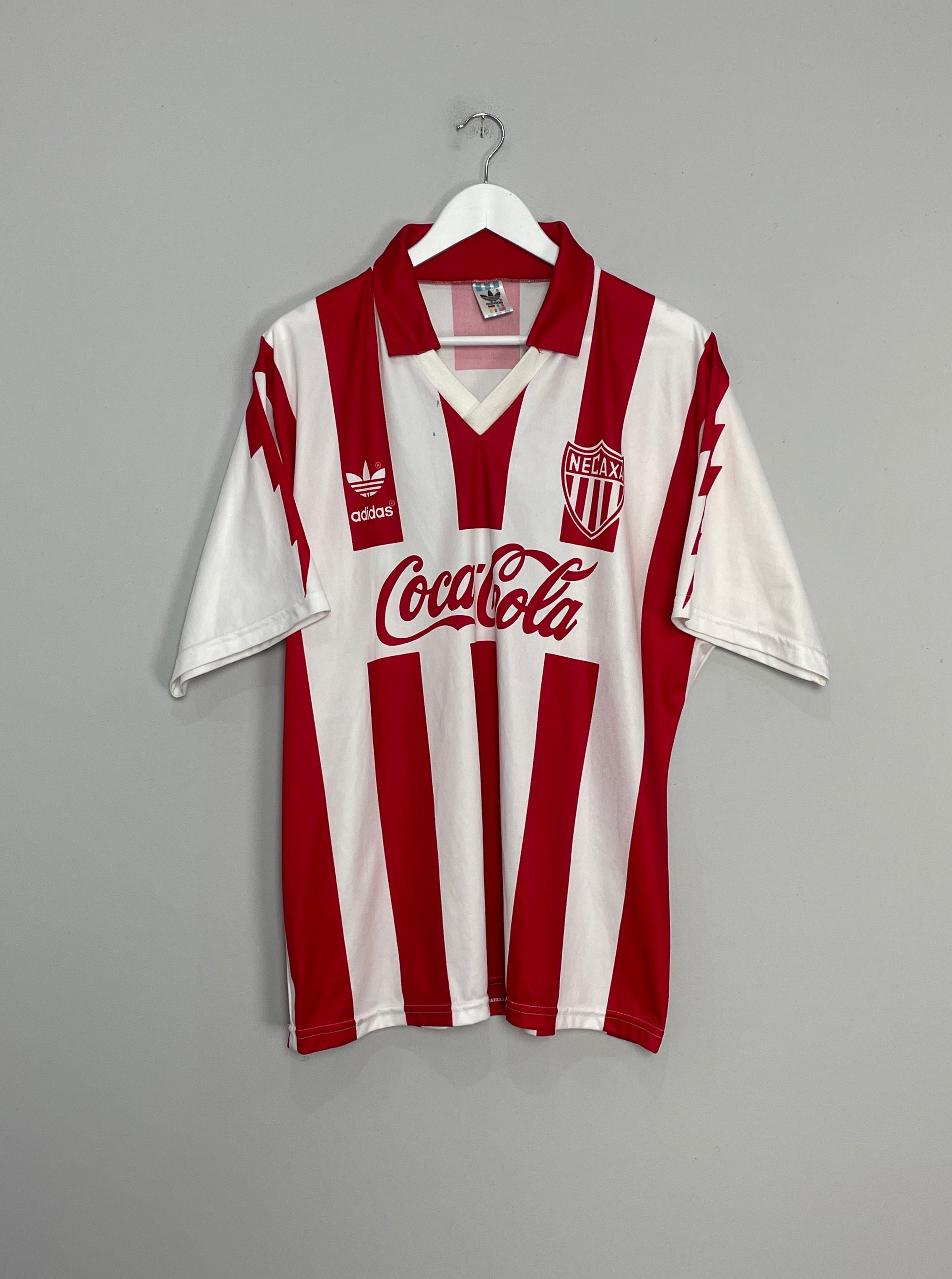 1994/95 NECAXA #14 *PLAYER ISSUE + SIGNED* HOME SHIRT (L) ADIDAS