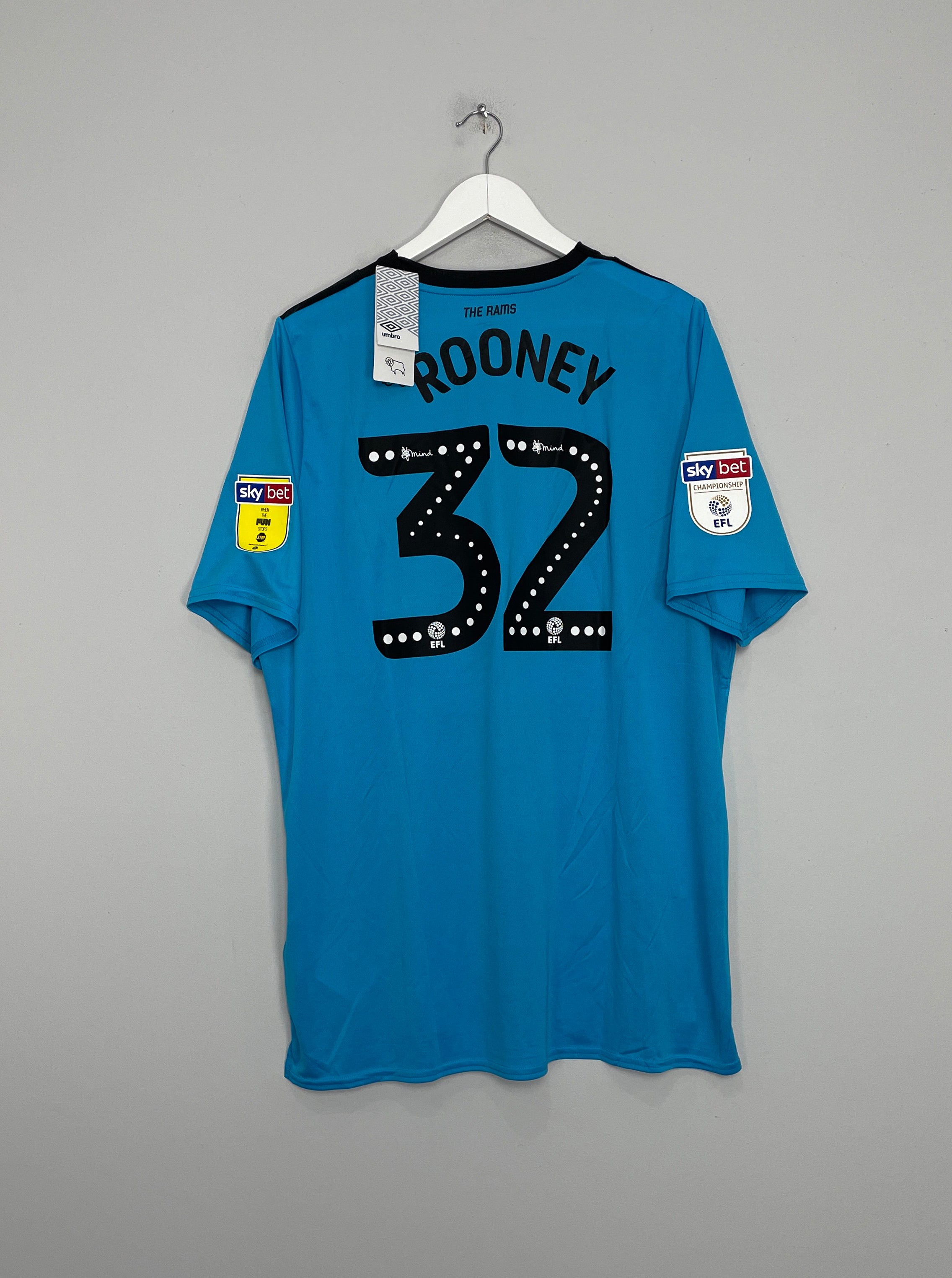 2019/20 DERBY COUNTY ROONEY #32 *BNWT* AWAY SHIRT (XXL) UMBRO