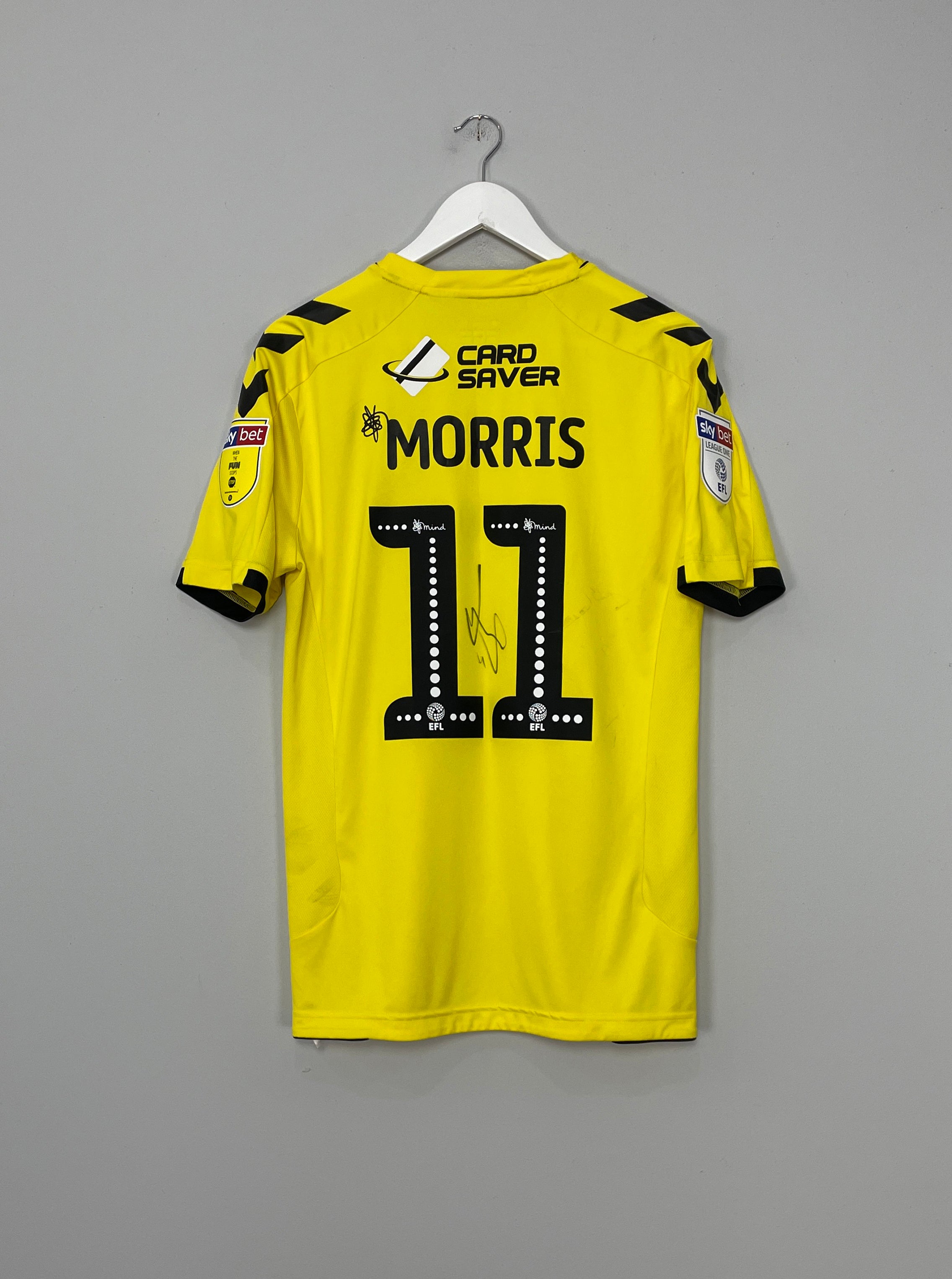 2019/20 FLEETWOOD TOWN MORRIS #11 *MATCH ISSUE + SIGNED* AWAY SHIRT (M) HUMMEL