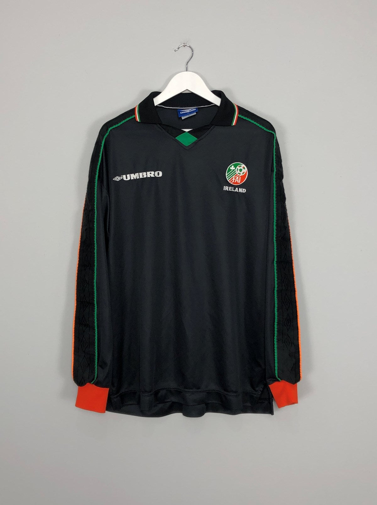 1998/99 IRELAND *PLAYER ISSUE* L/S AWAY SHIRT (XL) UMBRO