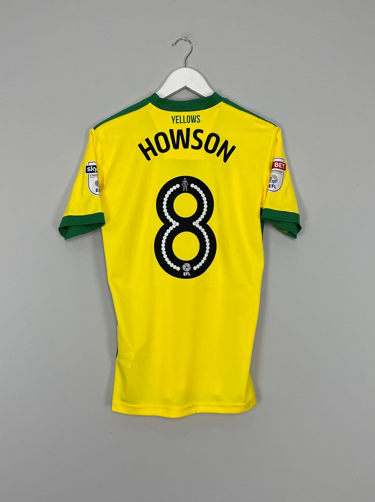 2016/17 NORWICH CITY HOWSON #8 *MATCH ISSUE* HOME SHIRT (M) ERREA