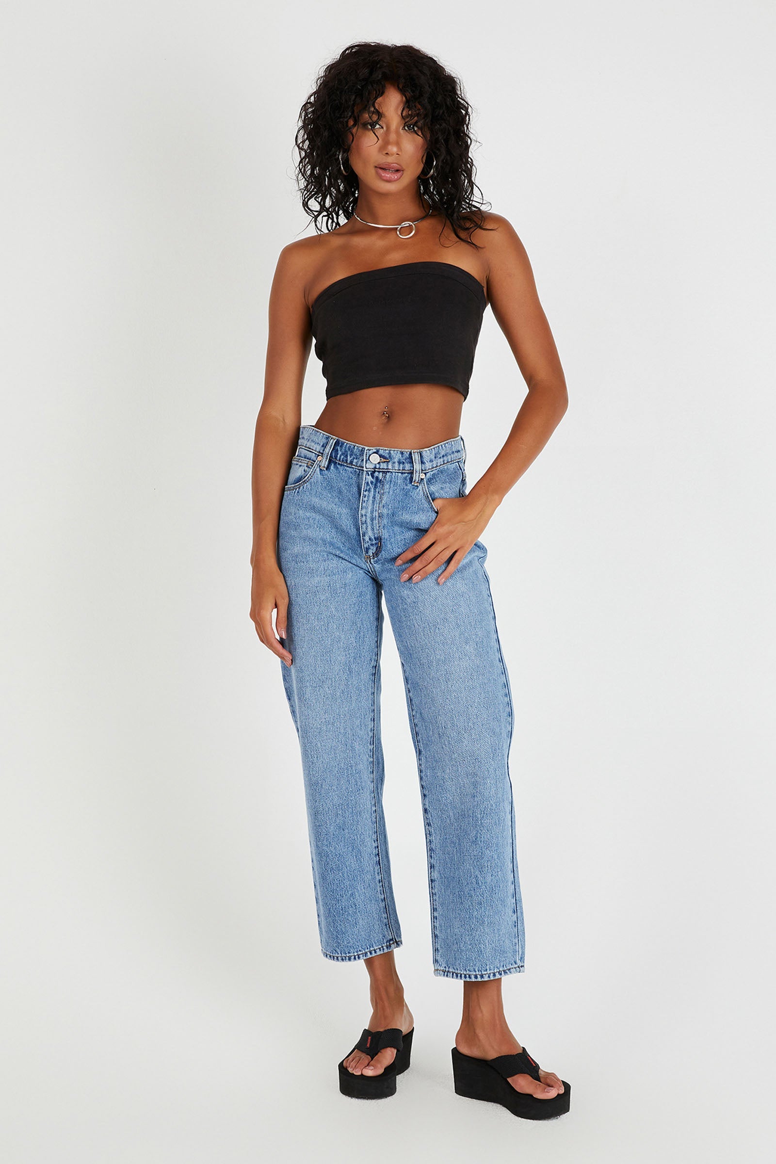 Abrand Scout 95 Mid Straight Crop Blue Jeans – Beginning Boutique US