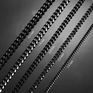 Black Color Stainless Steel Cuban Link Chains for Men - Pure CLTR Skate Shop
