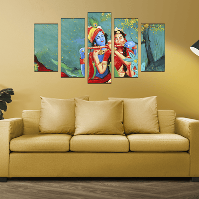 Radha Krishna Rasleela Large Canvas Wall Painting - Only Printed Canvas (No  Frame Included)