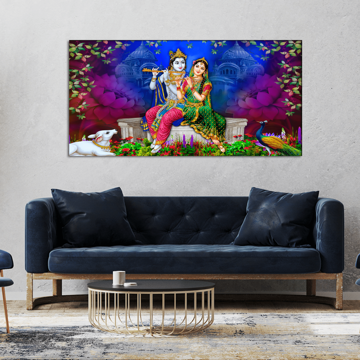 Radha Krishna With Colorful Background Canvas Wall Painting – DecorGlance