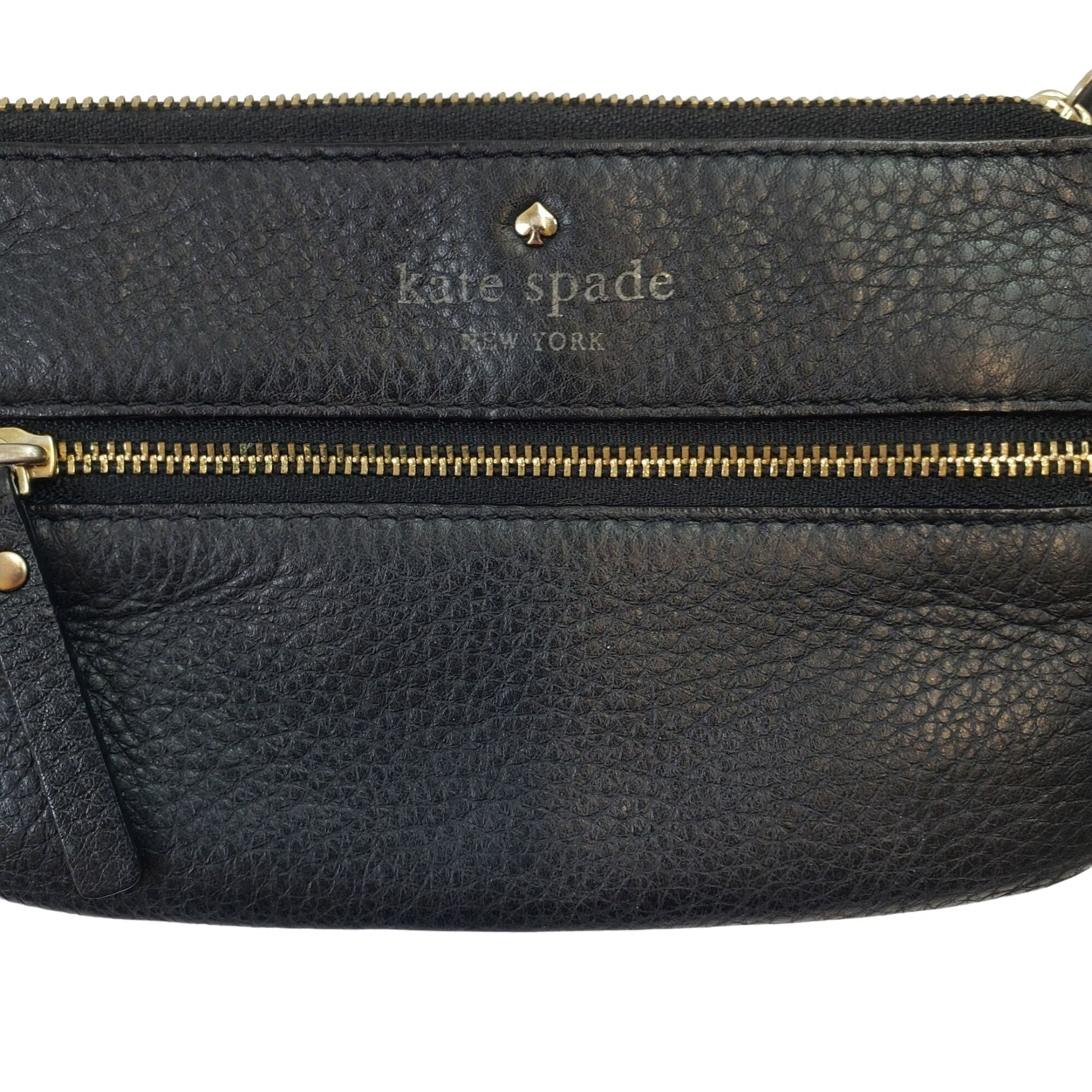 Kate Spade Black Pebble Leather Wristlet Wallet – 