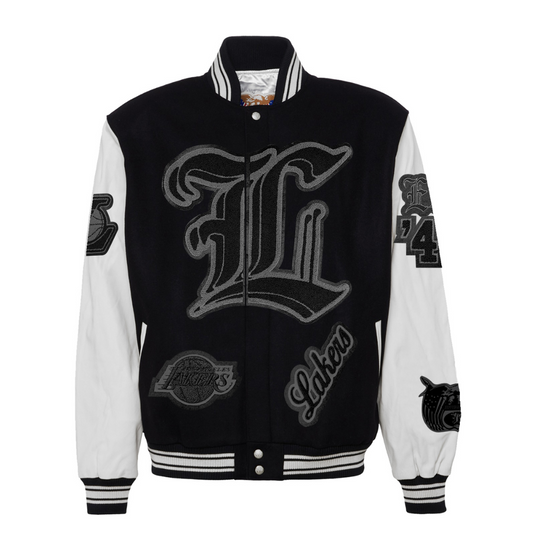 Black/White Wool/Leather NBA LA Lakers Varsity Jacket - Jackets