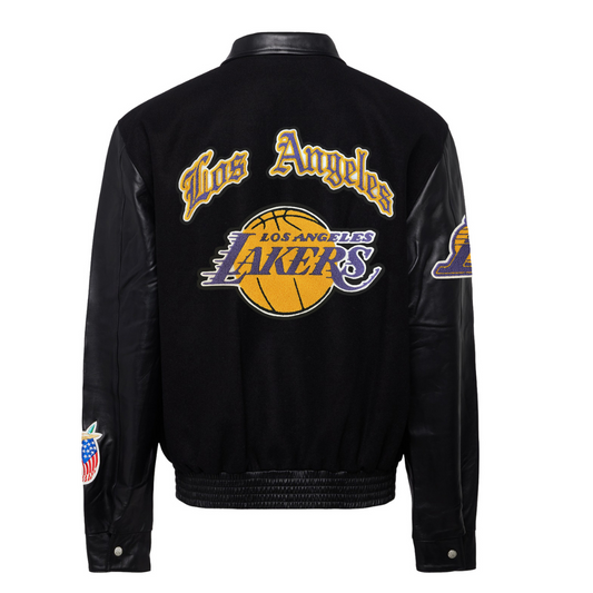 Black/White Wool/Leather NBA LA Lakers Varsity Jacket - Jackets Masters