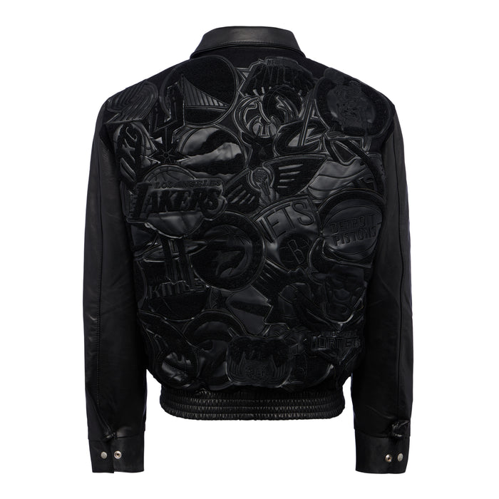 NBA COLLAGE WOOL & LEATHER JACKET Black