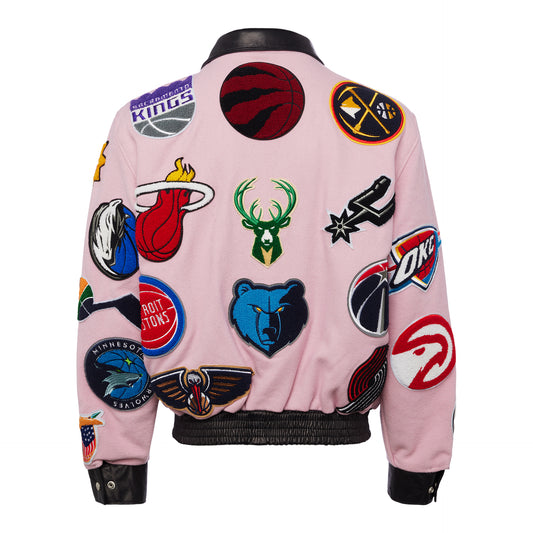 NBA COLLAGE WOOL & LEATHER JACKET Navy – Jeff Hamilton Shop