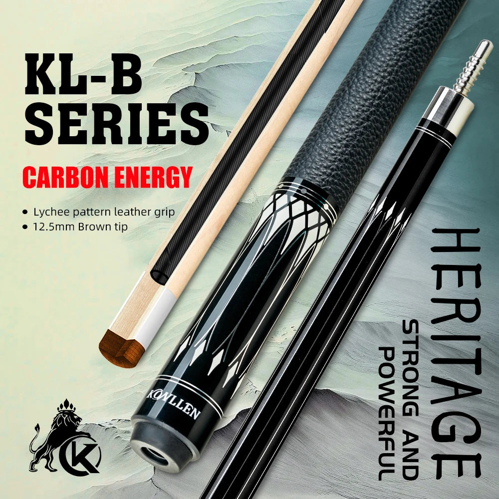 KONLLEN KL-B3/B4 Pool Cue Stick with Carbon Maple Shaft 12.5mm Tip Leather Grip Professional Taper 3*8/8 Joint for Billiard Cue