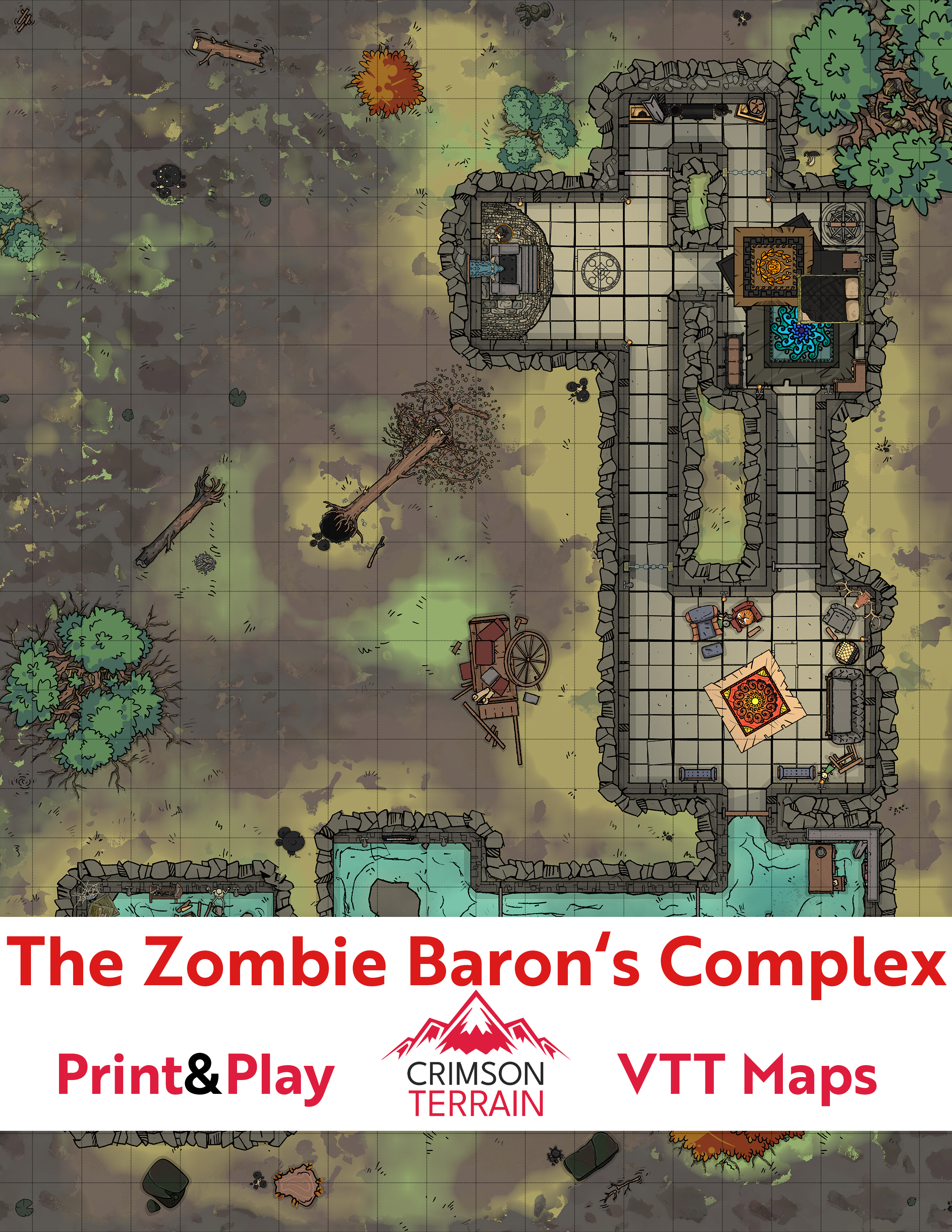 24x25 Battlemap | The Zombie Baron's Complex