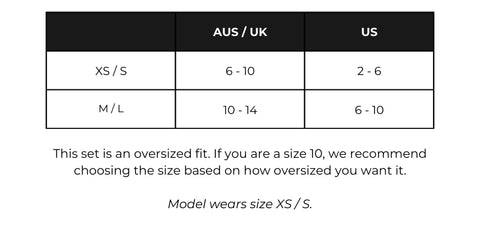 Oversized Satin Pyjamas Sizing Guide