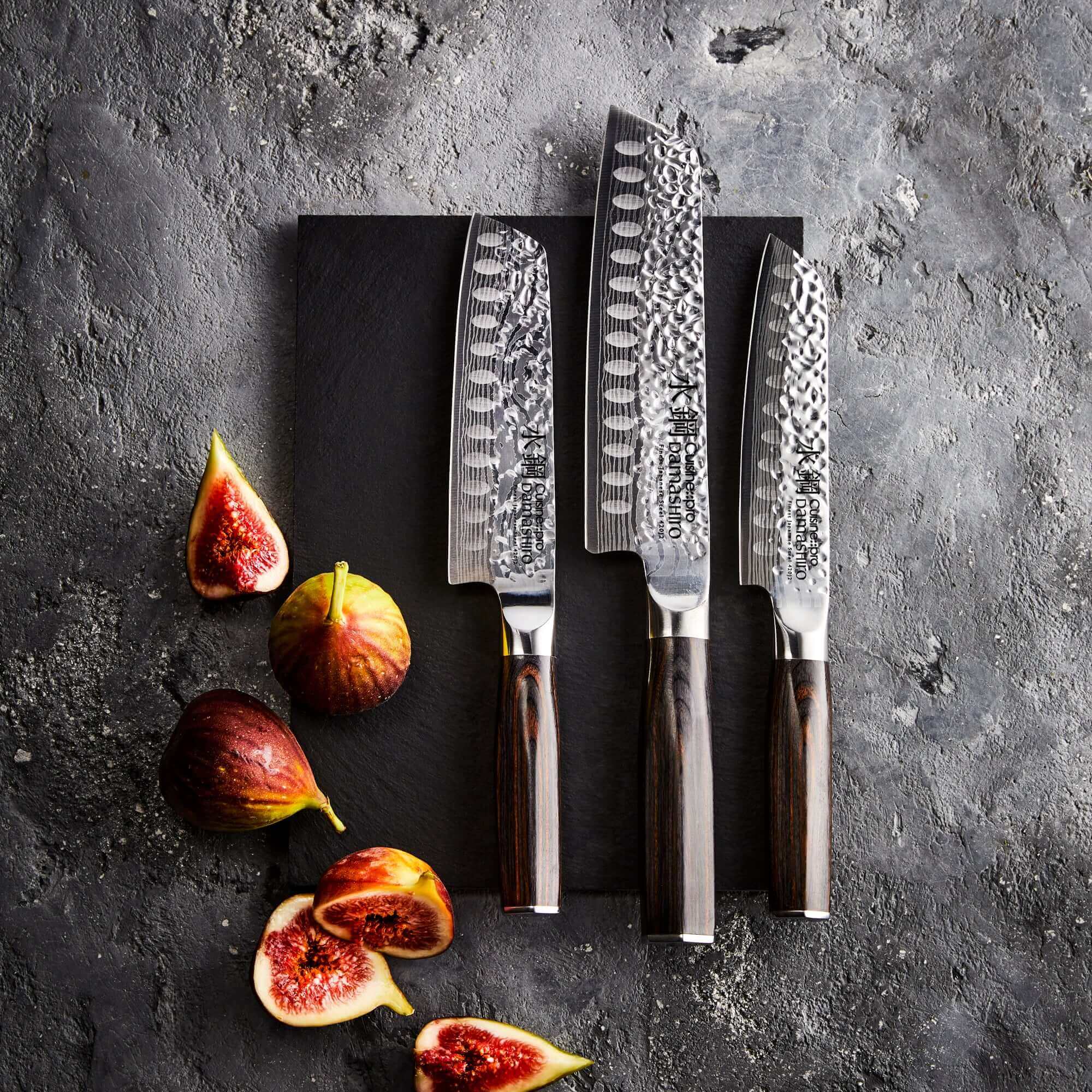 R4 Damascus 3-Piece Set (Paring Knife, Santoku Knife and Chef's