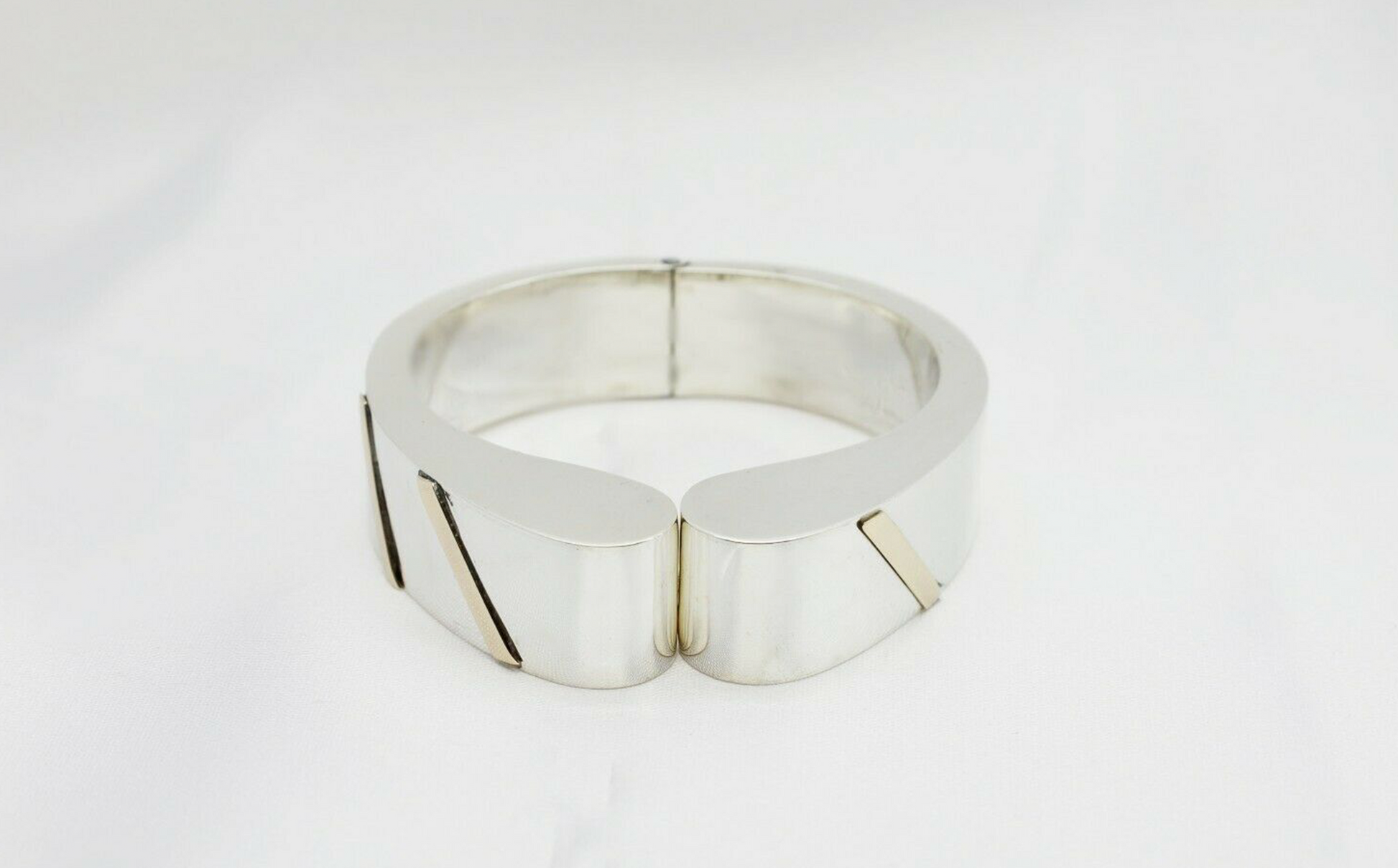 Vintage Dulce Mexico Sterling Silver & 14k Gold Cuff Bracelet, 6.5