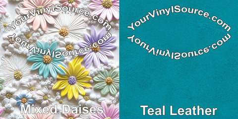 Teal Leather and Mixed Daisies