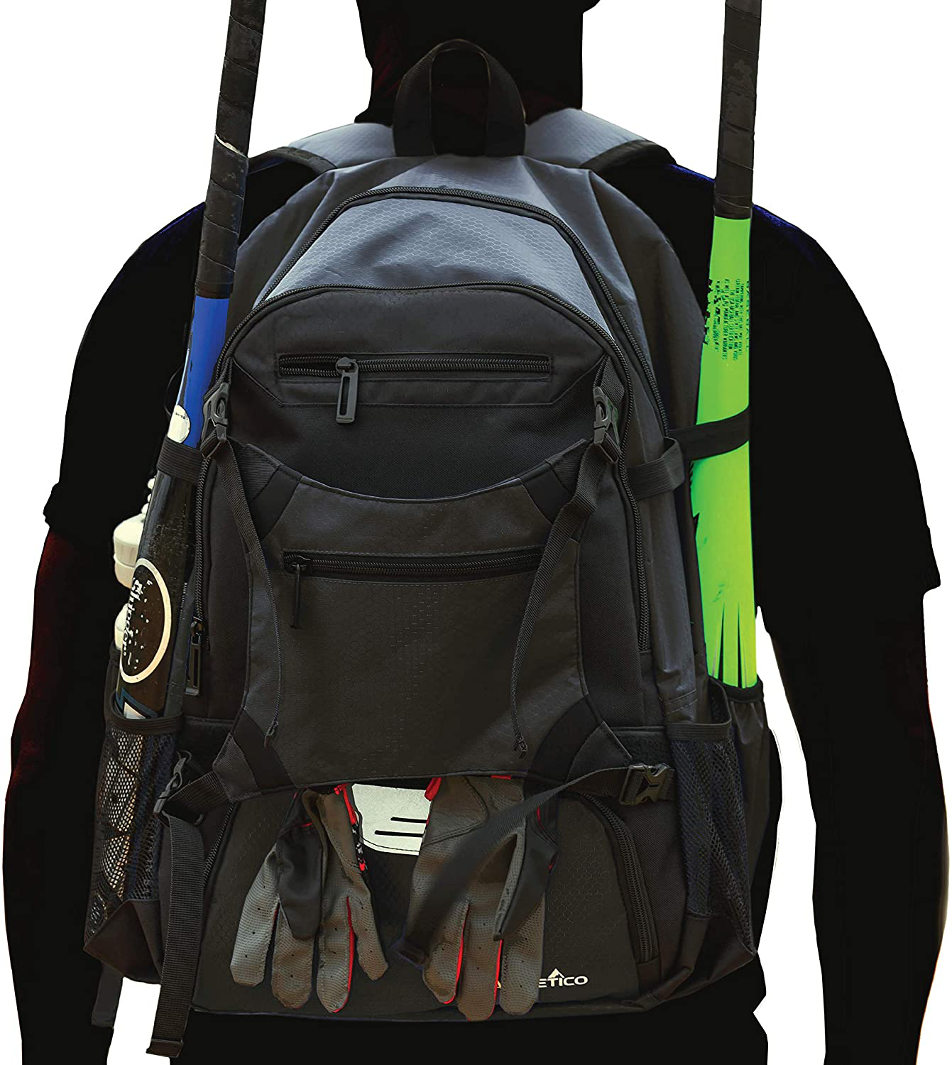 softball backpack with helmet holder