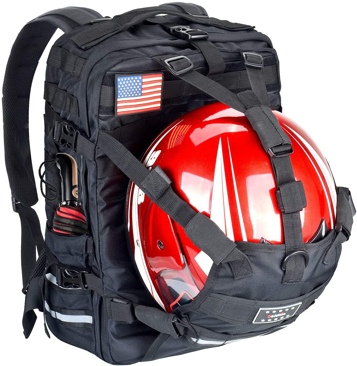 cycling backpack with helmet holder