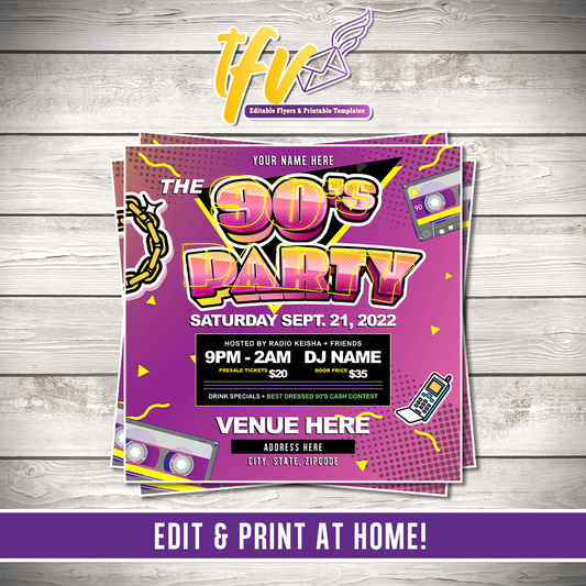 80s party invitations template free