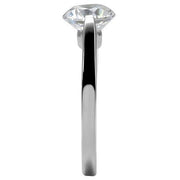 TK012 - High polished (no plating) Stainless Steel Ring with AAA Grade CZ  in Clear