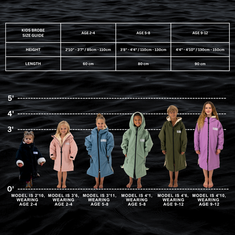 Kids Brobe Change Robe Size Guide