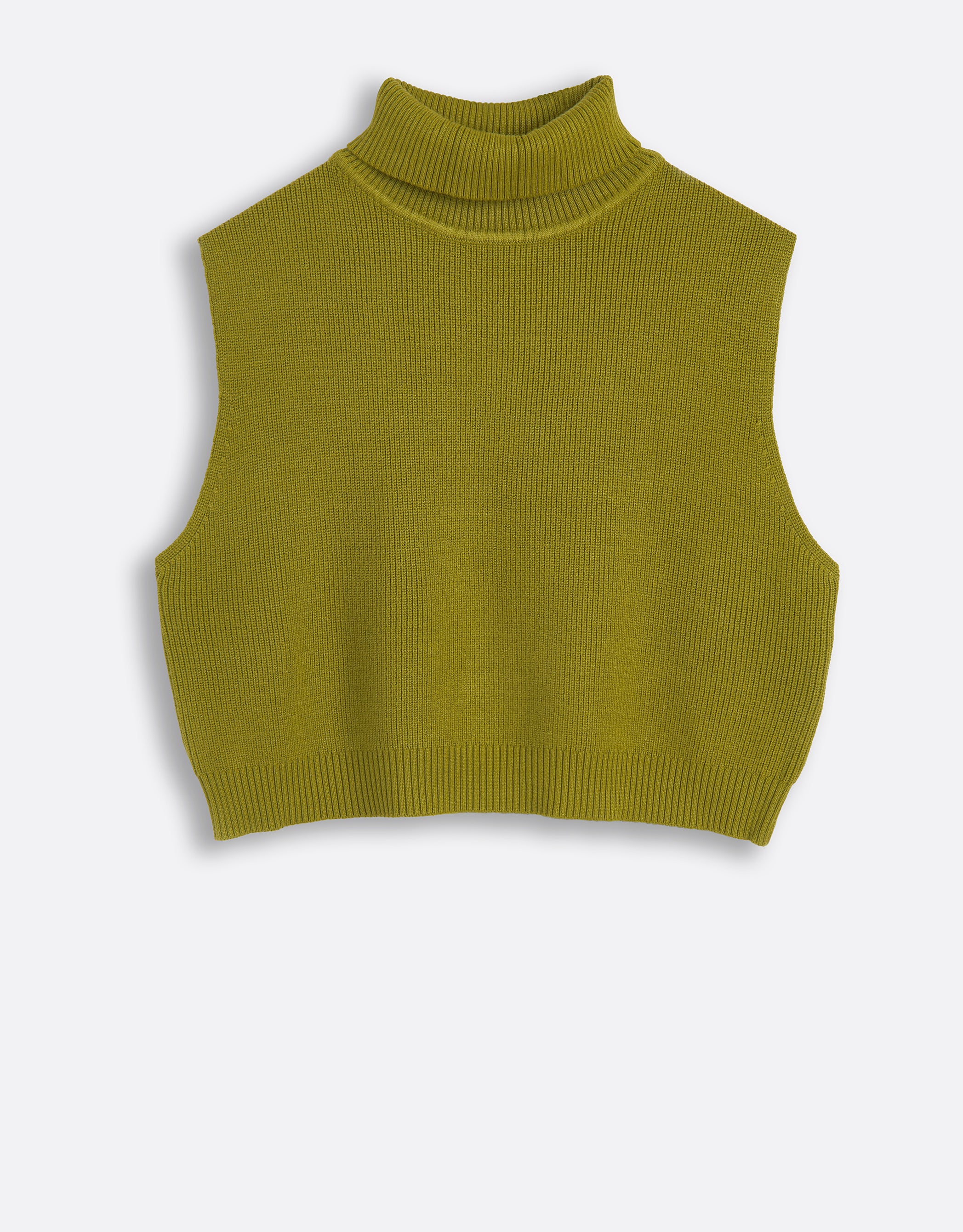 Kids Cropped Tneck Knit Vest Olive