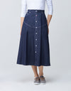 32" Contrast Stitched Denim Western Button Skirt Blue