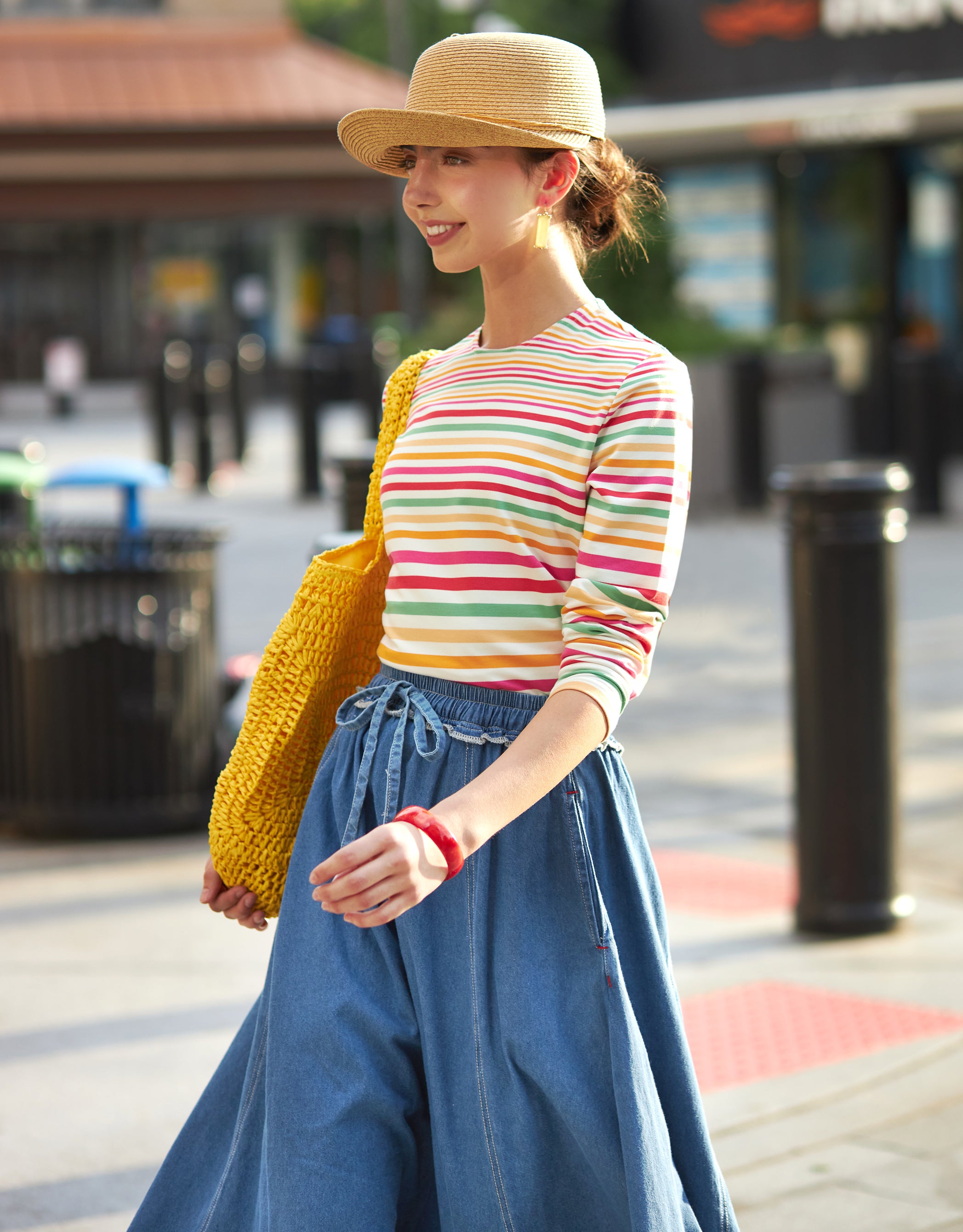 Stretch French Terry Candy Stripe Tee Pink Multi