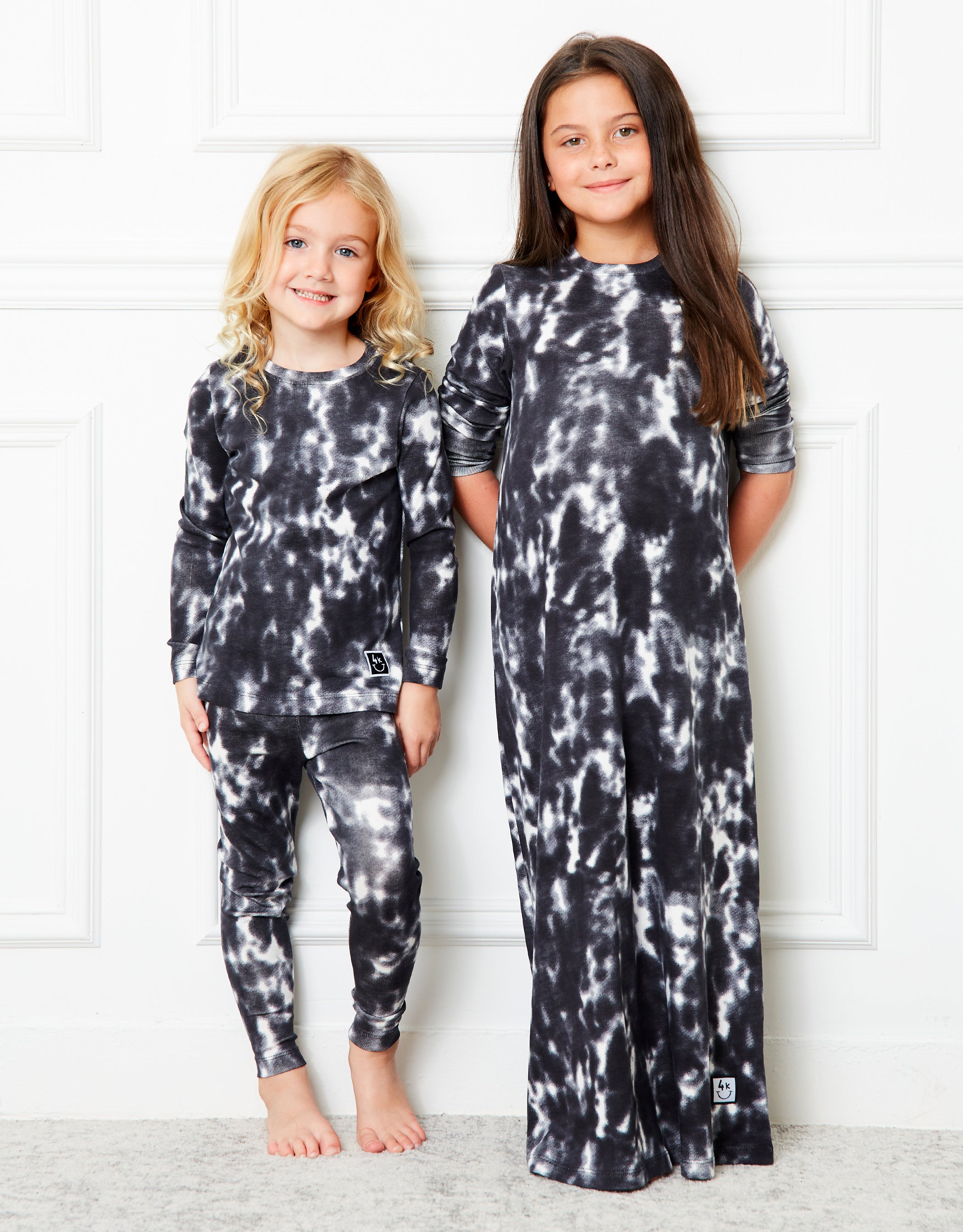 Kids Pima Cotton Tie Dye Legging Playwear Set Black