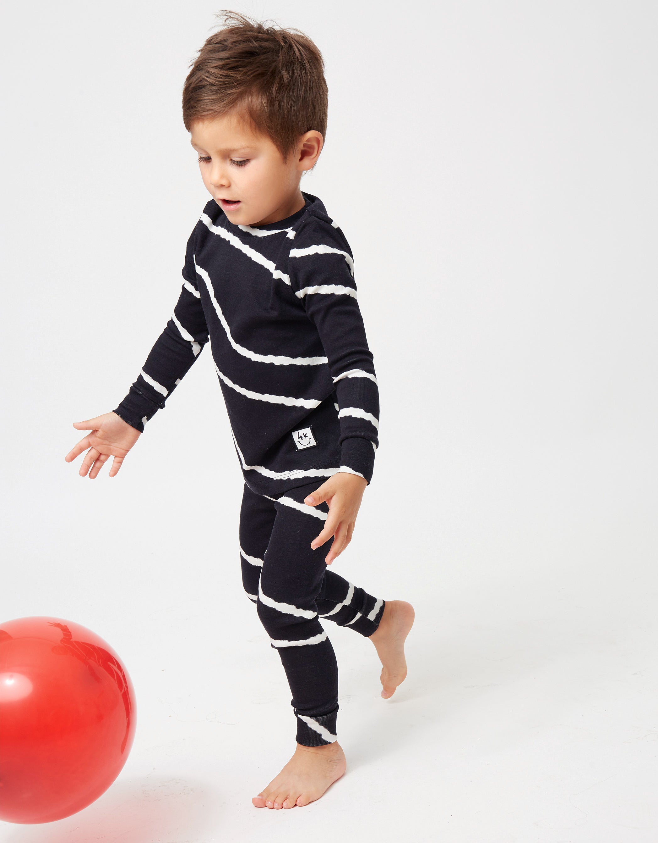 Kids Pima Cotton Streaks Legging Playwear Set Black