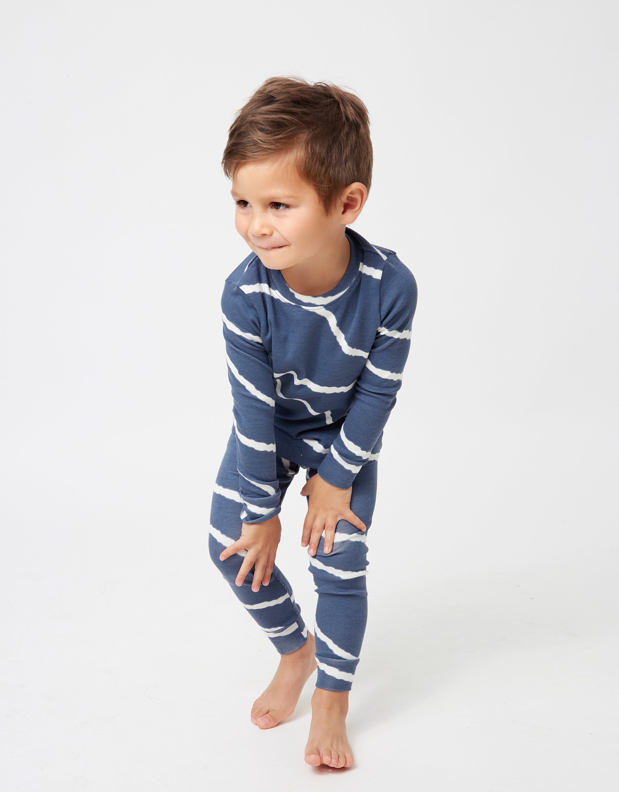 Kids Pima Cotton Streaks Legging Playwear Set Blue