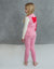 Kids Pima Cotton Hearts Motif Color Block Pajamas Legging Playwear Set Pink