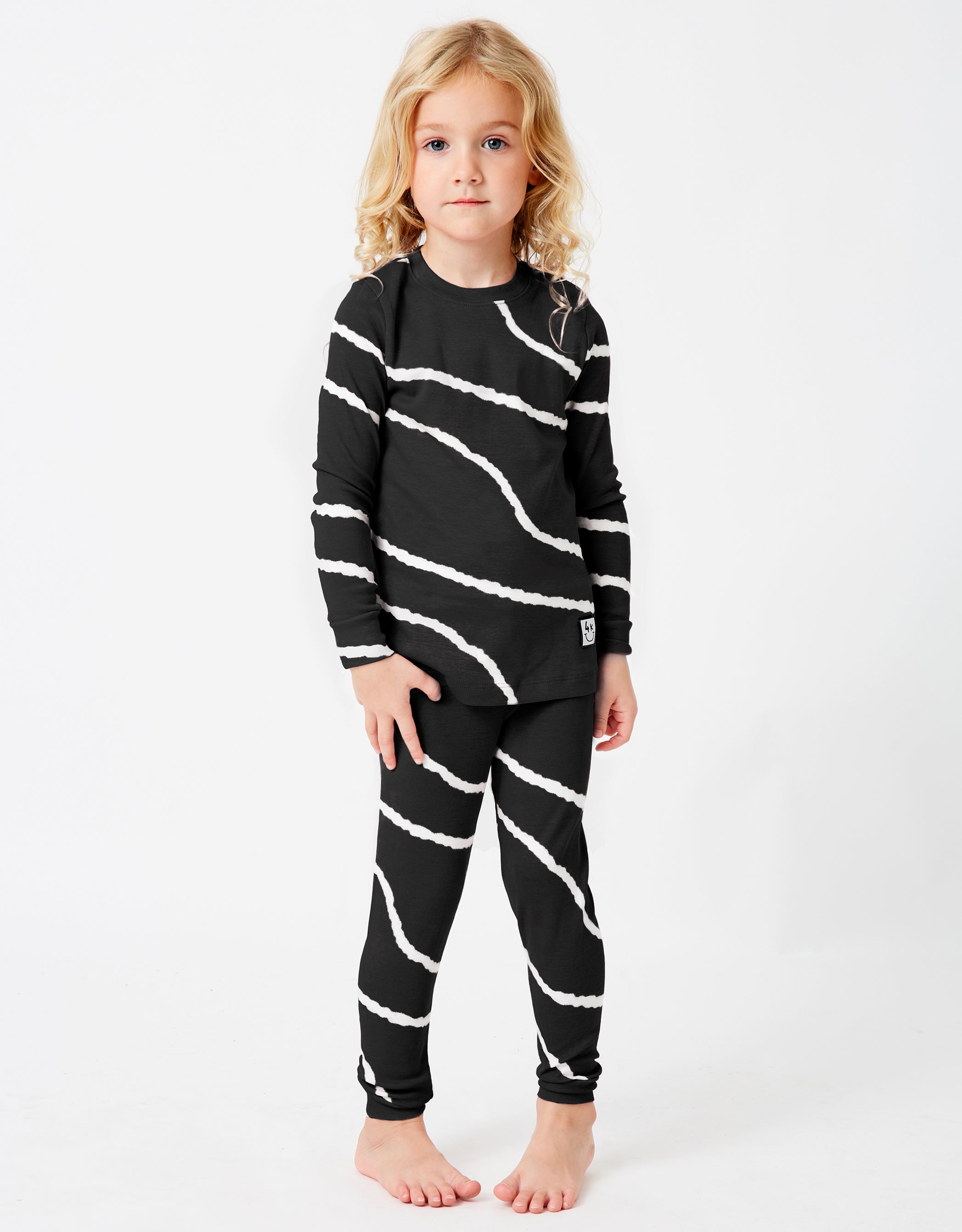 Kids Pima Cotton Streaks Legging Playwear Set Black