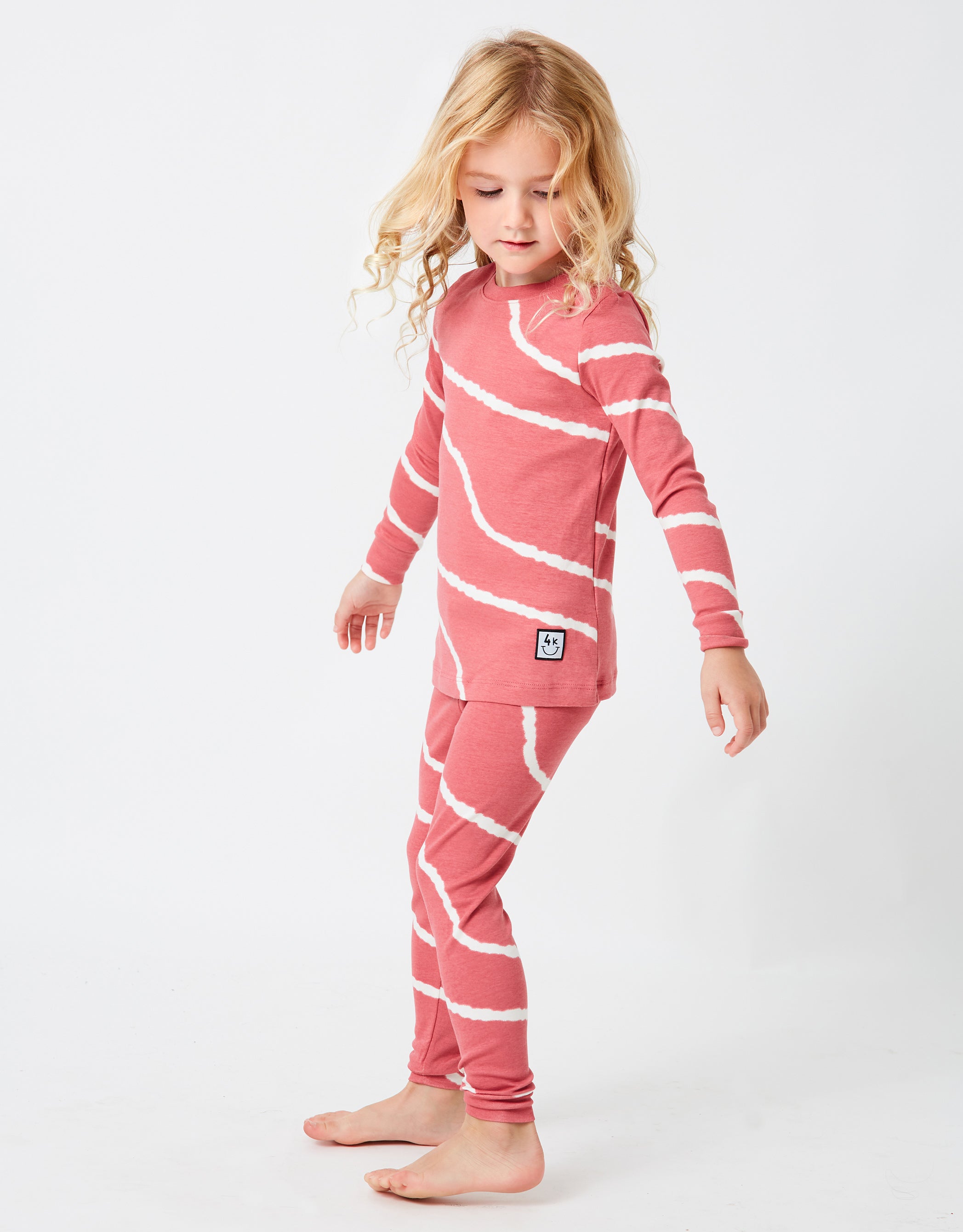 Kids Pima Cotton Streaks Legging Playwear Set Pink