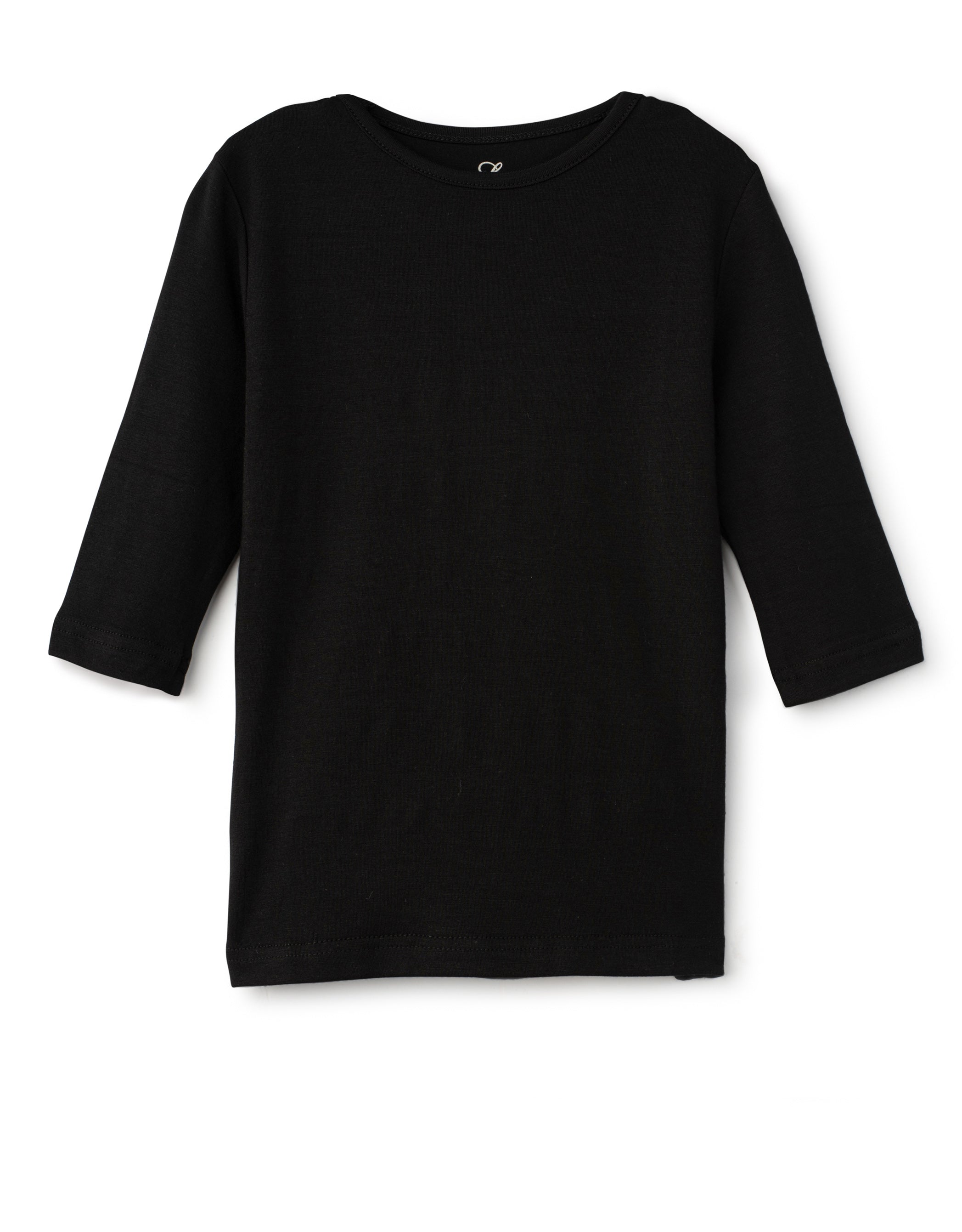 Kids Pima Cotton 3/4 Sleeve Ribbed Crew Neck Shell